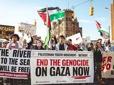 Pro-Palestinian activists march in Detroit.