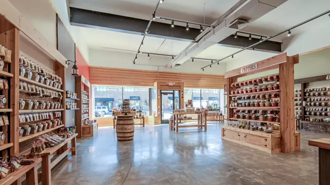 At the Spice & Tea Exchange, shelves are lined with traditional herbs, spices, and handcrafted signature blends.