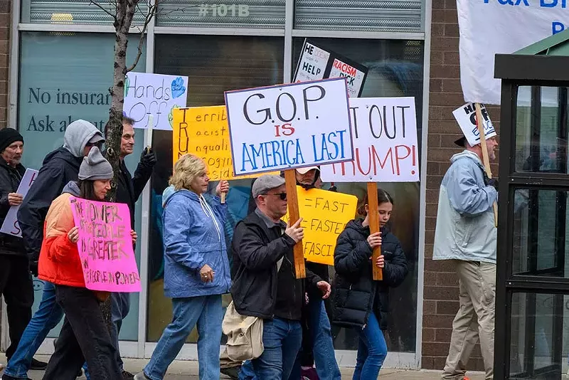 Protesters marched in opposition to President Donald Trump in Detroit earlier this year. - Doug Coombe